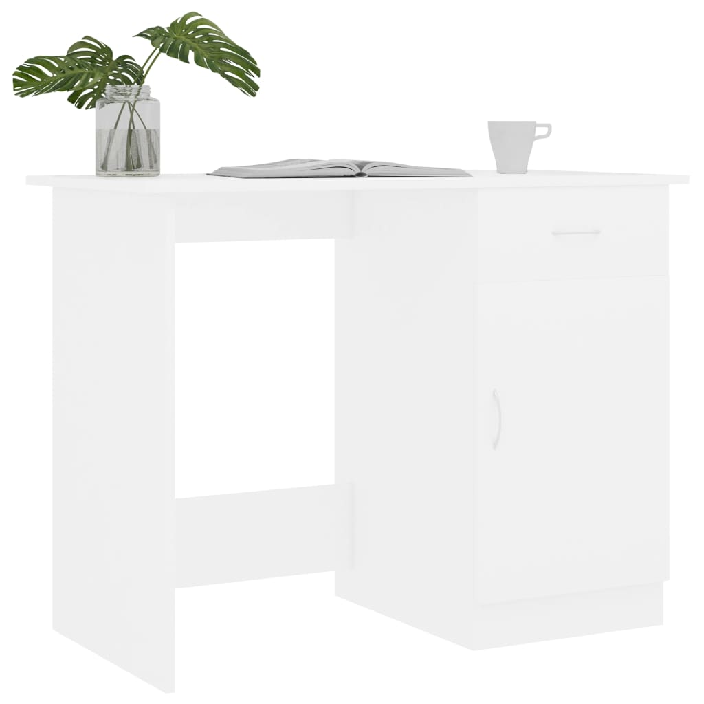 Desk White 100x50x76 cm Engineered Wood